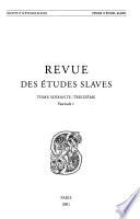 Revue des études slaves