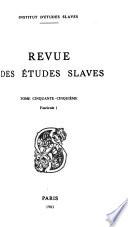 Revue des études slaves