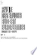 Revue Des Études Sud-est Européennes