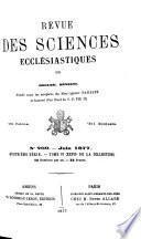 Revue des sciences ecclésiastiques