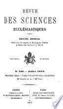Revue des sciences ecclésiastiques