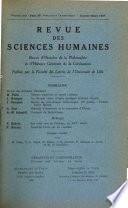 Revue des sciences humaines