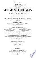 Revue des sciences médicales en France et à l'étranger