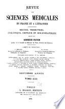 Revue des sciences médicales en France et à l'étranger