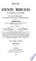 Revue des sciences médicales en France et à l'étranger