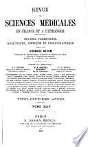 Revue des sciences médicales en France et à l'étranger