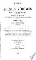 Revue des sciences médicales en France et à l'étranger