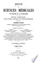 Revue des sciences médicales en France et à l'étranger