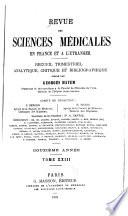 Revue des sciences médicales en France et à l'étranger