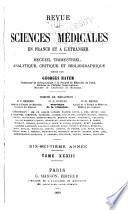 Revue des sciences médicales en France et à l'étranger