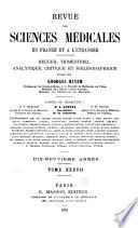 Revue des sciences médicales en France et à l'étranger