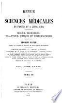 Revue des sciences médicales en France et a ̀l'étranger