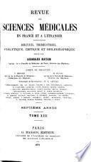 Revue des sciences médicales en France et a ̀l'étranger