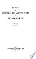 Revue des sciences philosophiques et théologiques