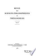 Revue des sciences philosophiques et théologiques