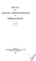 Revue des sciences philosophiques et théologiques