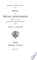 Revue des travaux scientifiques