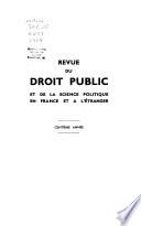 Revue du droit public et de la science politique en France et à l'étranger