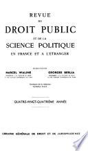 Revue du droit public et de la science politique en France et à l'étranger