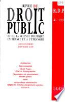 Revue du Droit Public et de la Science Politique en France et a l'Etranger