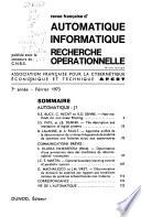 Revue française d'automatique, informatique, recherche opérationnelle: Automatique