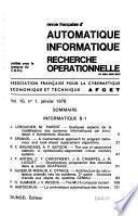 Revue française d'automatique, informatique, recherche opérationnelle. [Serië B[leuë Informatique