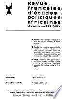 Revue française d'études politiques africaines