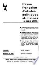 Revue française d'études politiques africaines