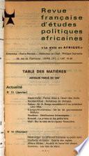 Revue française d'études politiques africaines