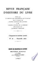 Revue française d'histoire du livre