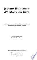 Revue française d'histoire du livre