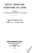 Revue française d'histoire du livre