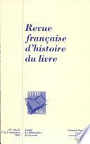 Revue française d'histoire du livre
