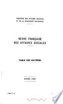 Revue française des affaires sociales