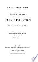 Revue générale d'administration paraissant tous les mois
