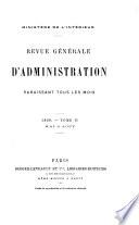 Revue générale d'administration paraissant tous les mois