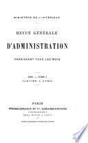 Revue générale d'administration paraissant tous les mois