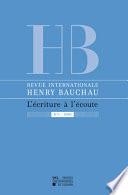 Revue internationale Henry Bauchau n°1 - 2009