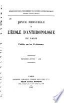 Revue mensuelle de l'École d'Anthropologie de Paris