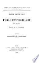 Revue mensuelle de lʹÉcole d'Anthropologie de Paris