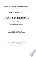 Revue mensuelle de lʹÉcole d'Anthropologie de Paris