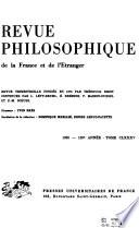 Revue philosophique de la France et de l'étranger