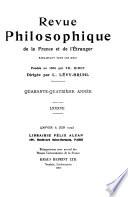 Revue philosophique de la France et de l'étranger