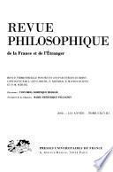 Revue philosophique de la France et de l'étranger
