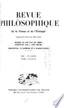 Revue philosophique de la France et de l'étranger