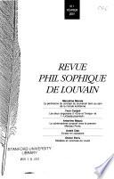 Revue philosophique de Louvain