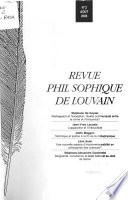 Revue philosophique de Louvain