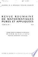 Revue Roumaine de Mathématiques Pures Et Appliquées