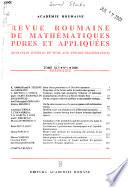 Revue Roumaine de Mathématiques Pures Et Appliquées