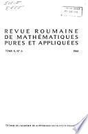 Revue Roumaine de Mathématiques Pures Et Appliquées
